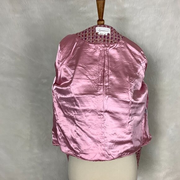 By Anthropologie Pink Wool Blend Slim Tweed Blazer Jacket 2 - Picture 6 of 8